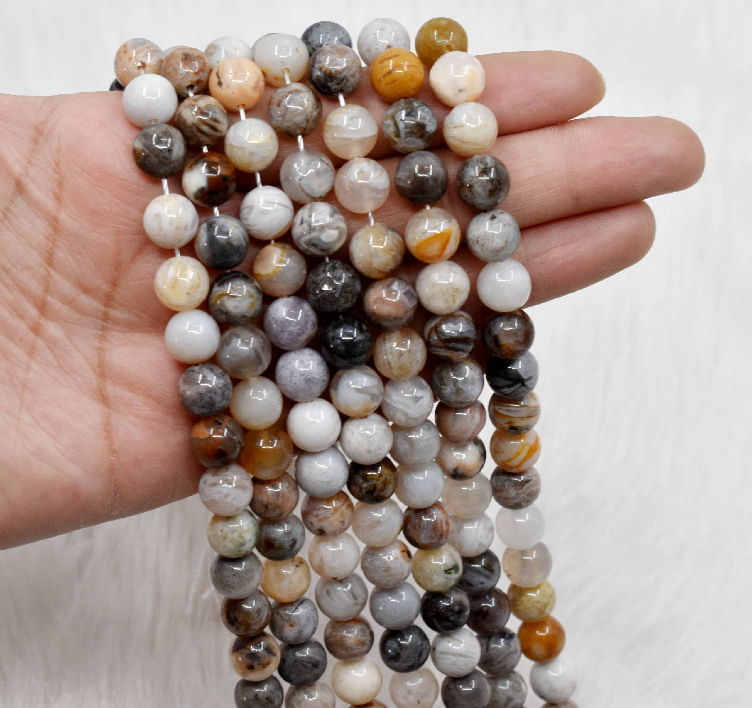 Bamboo Leaf Beads, Natural Crystal Round Beads 8mm DestGlow