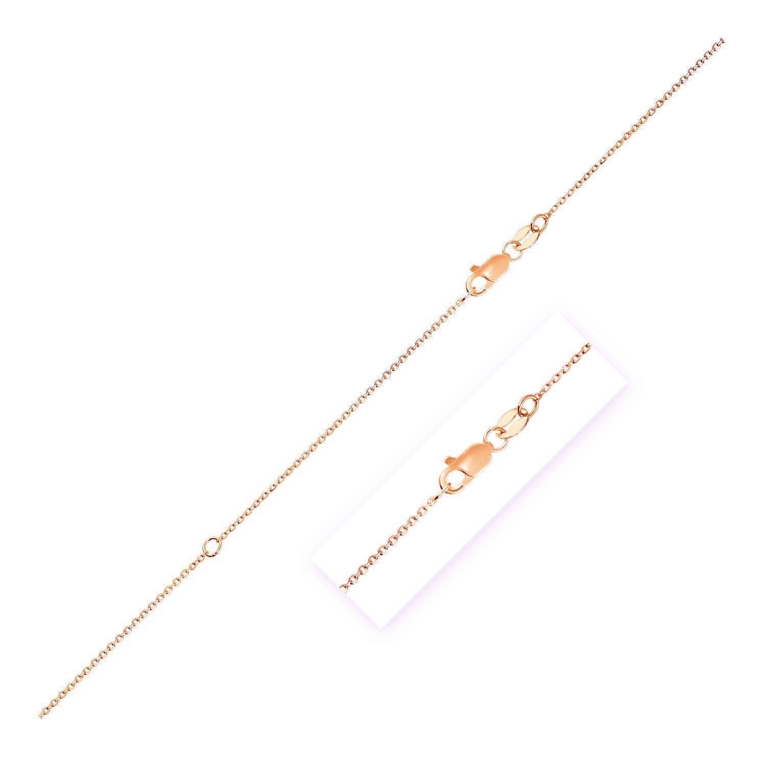 Extendable Cable Chain in 10k Rose Gold (0.87 mm) DestGlow
