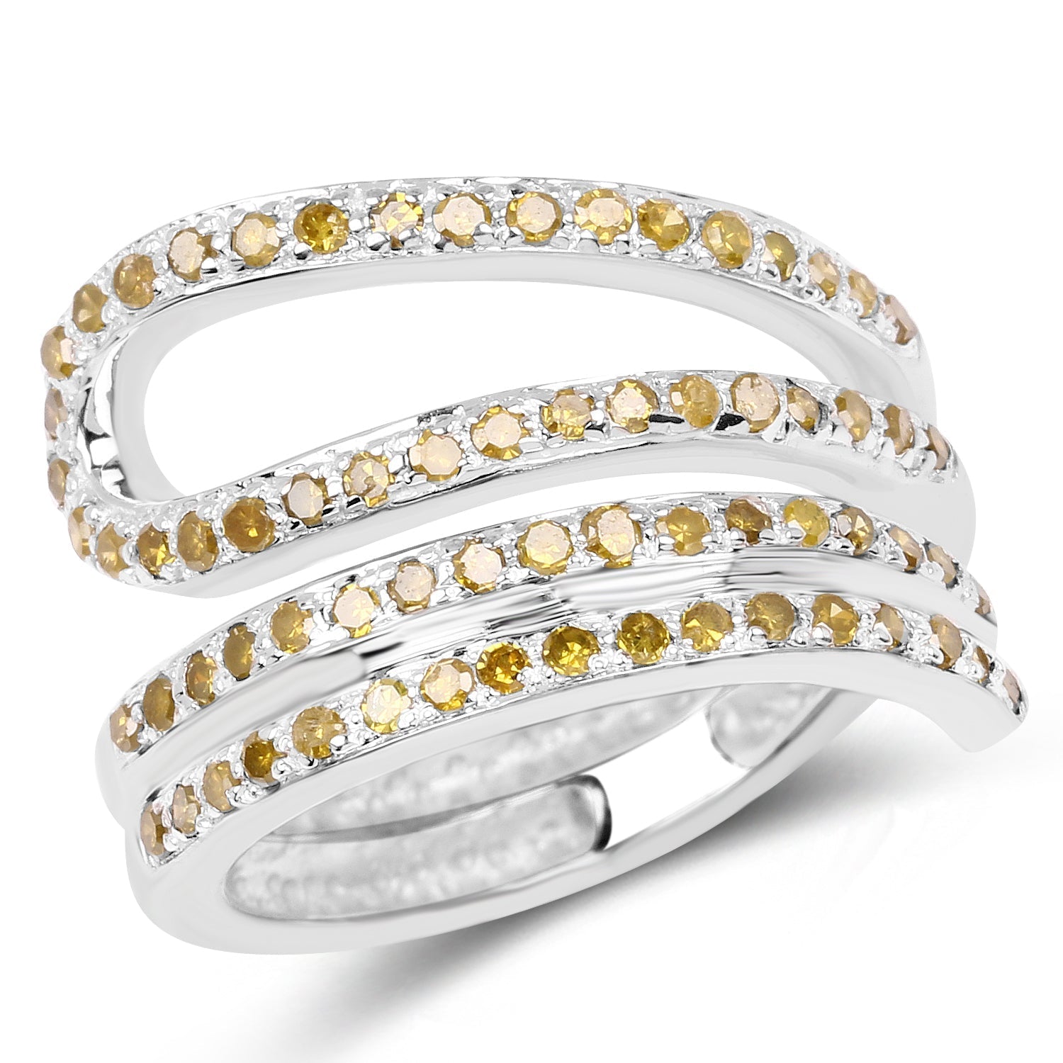 0.83 Carat Genuine Yellow Diamond .925 Sterling Silver Ring DestGlow