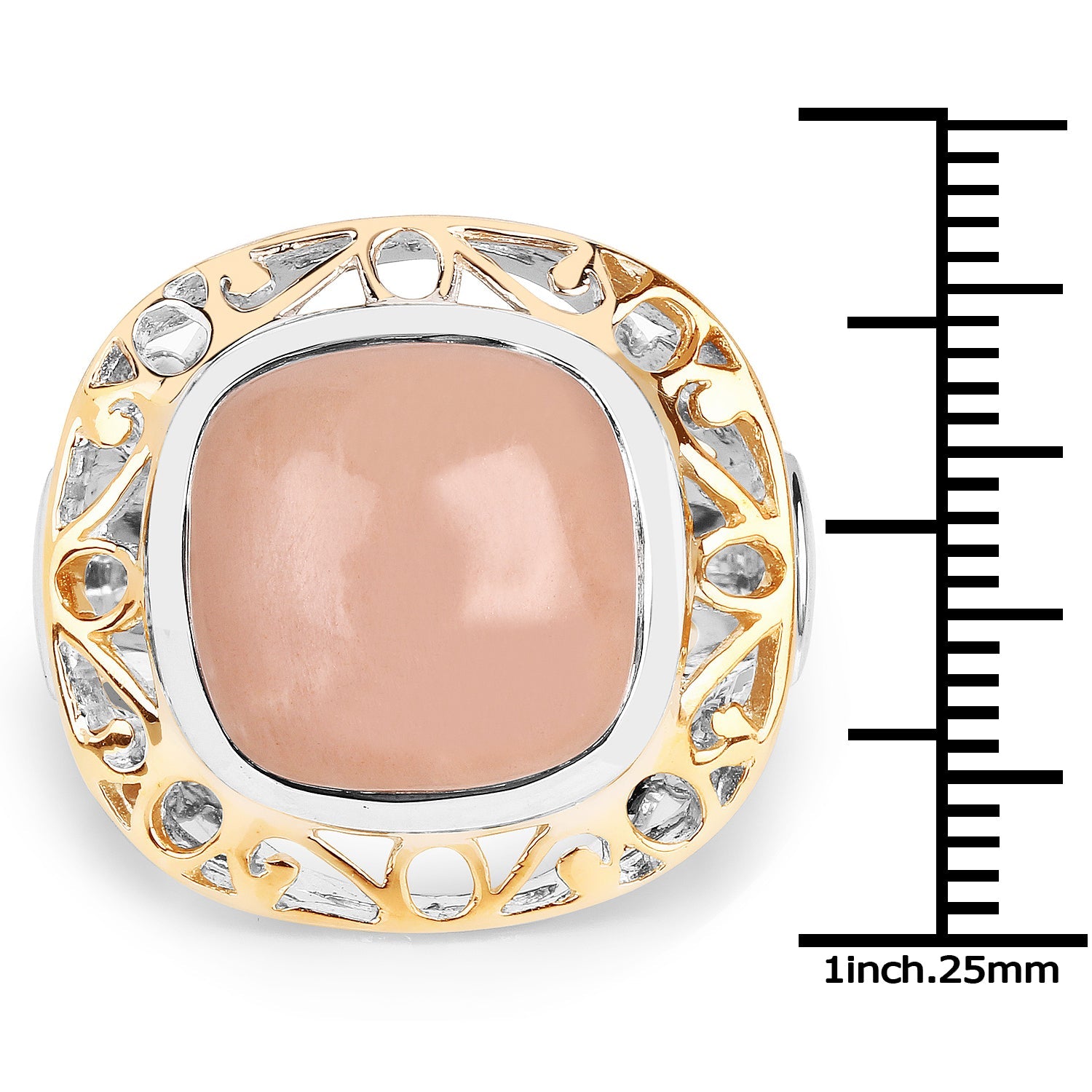 Two Tone Plated 12.80 Carat Genuine Moonstone .925 Sterling Silver Ring by Bids.com