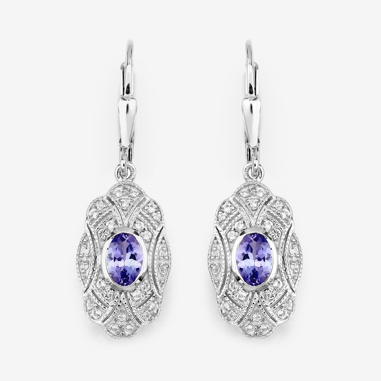 1.12 ct Genuine Tanzanite and White Topaz .925 Sterling Silver Earrings by Avera Group