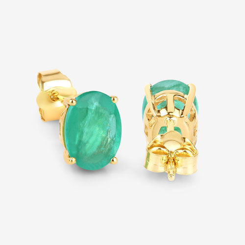 2.40 Carat Genuine Zambian Emerald 10K Yellow Gold Earrings by Bids.com