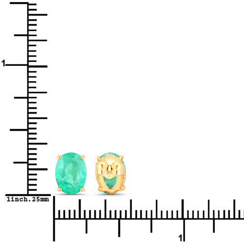 2.40 Carat Genuine Zambian Emerald 10K Yellow Gold Earrings by Bids.com