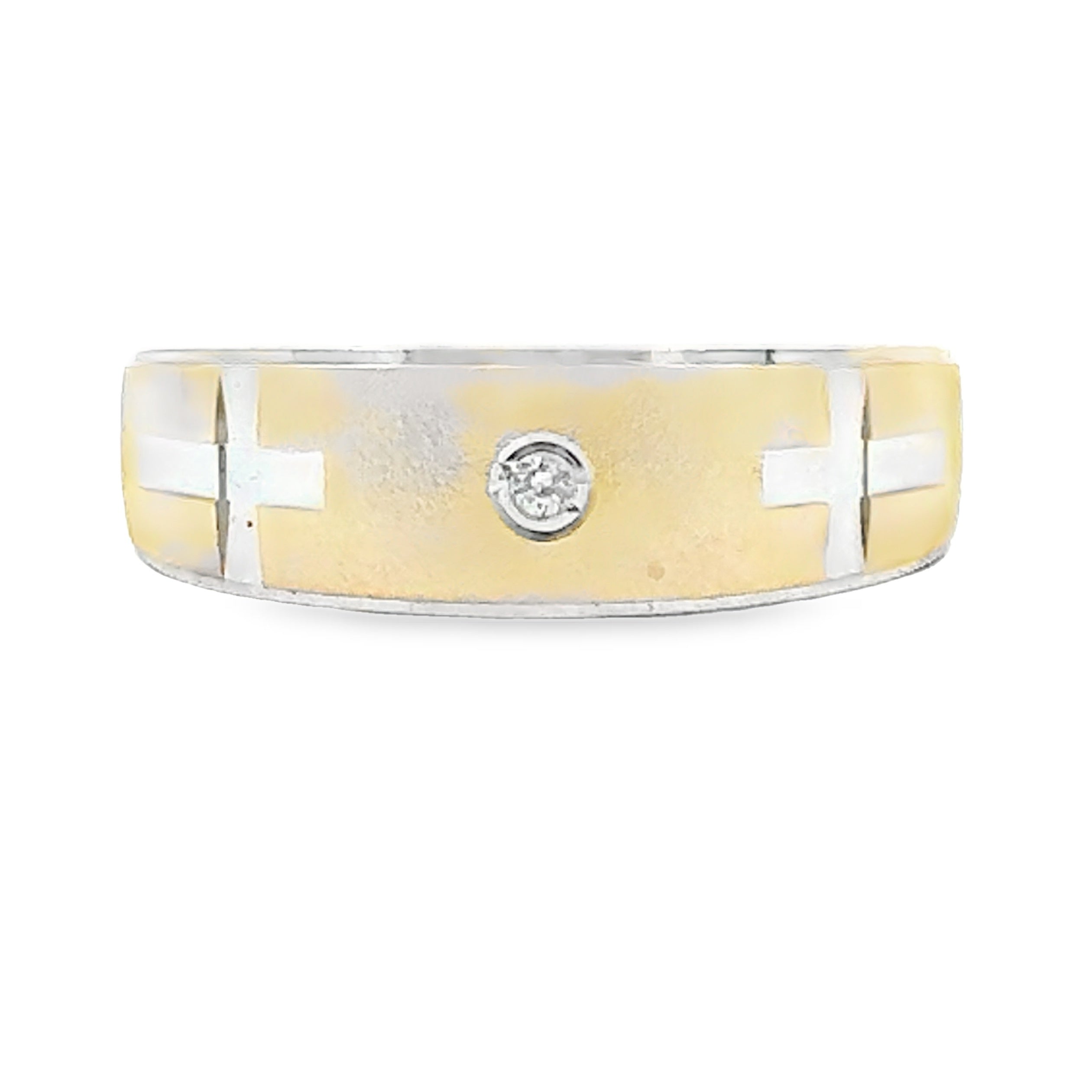 .02ct Mens Ring Wedding Band Sterling Silver 14KT Gold by Bids.com
