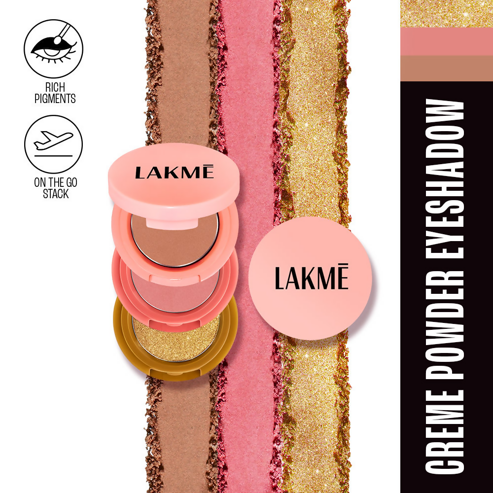 Lakme 9 To 5 Eyeconic Cream Powder Eyeshadow Stack - Golden Hour Goddess