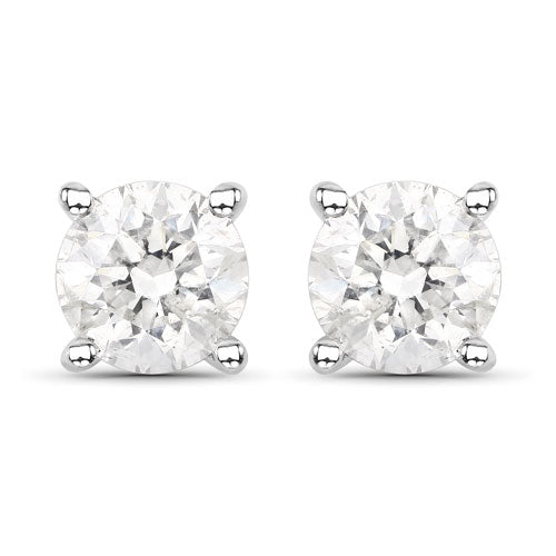 0.80 Carat Genuine White Diamond 14K White Gold Earrings by Bids.com