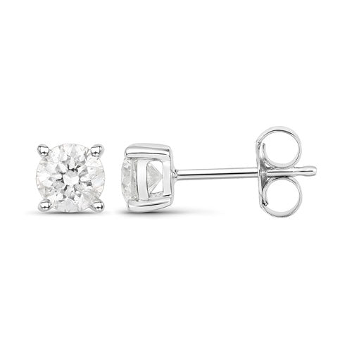 0.80 Carat Genuine White Diamond 14K White Gold Earrings by Bids.com