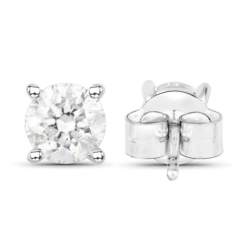 0.80 Carat Genuine White Diamond 14K White Gold Earrings by Bids.com