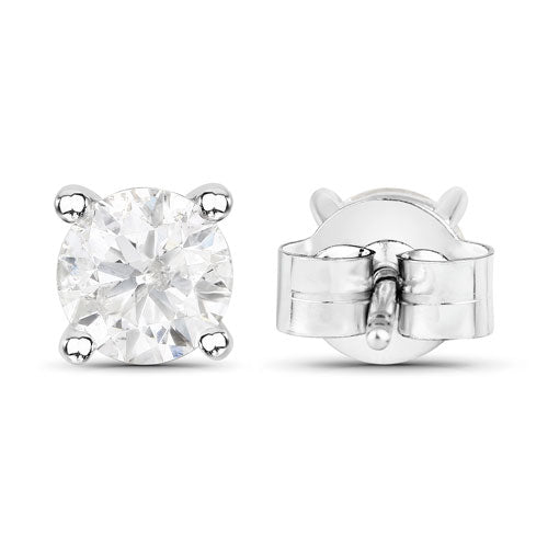1.02 Carat Genuine White Diamond 14K White Gold Earrings by Bids.com