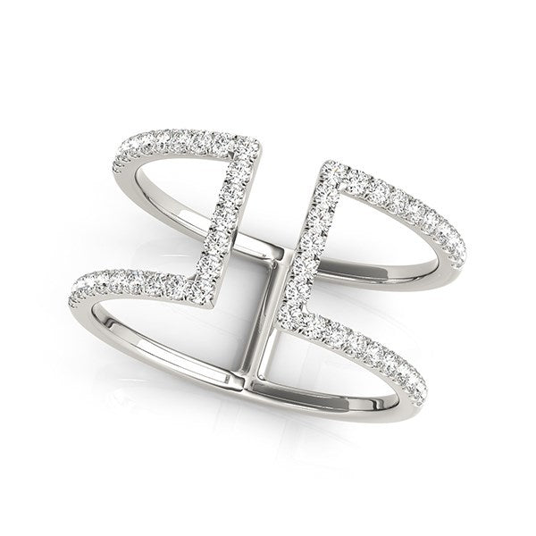 14k White Gold Modern Dual Band Style Diamond Ring (1/2 cttw) by Bids.com