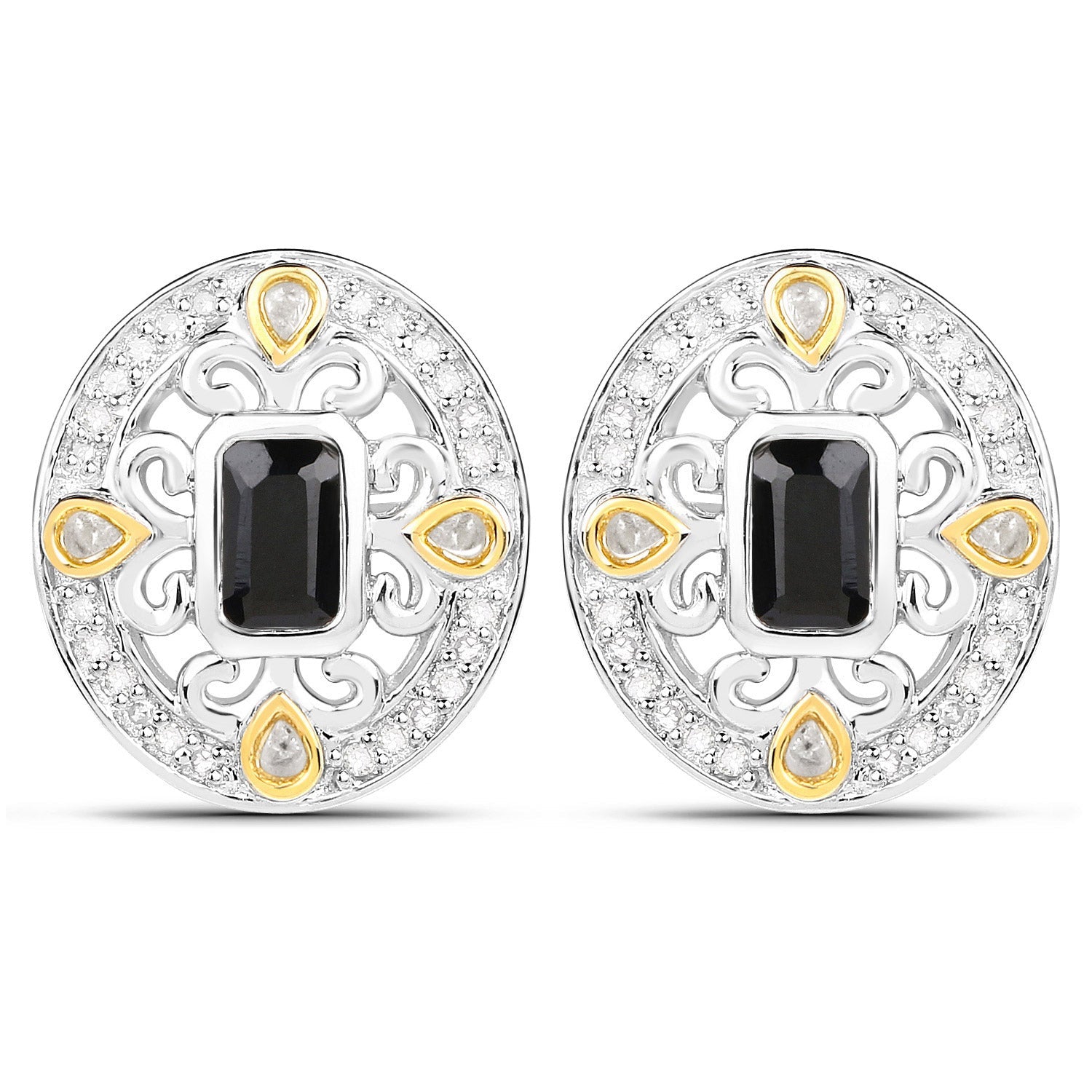 0.93 Carat Genuine Blue Sapphire and White Diamond .925 Sterling Silver Earrings by Bids.com