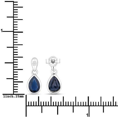 1.65 Carat Genuine Blue Sapphire and White Diamond 10K White Gold Earrings by Bids.com