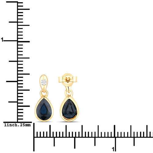 1.65 Carat Genuine Blue Sapphire and White Diamond 10K Yellow Gold Earrings by Bids.com