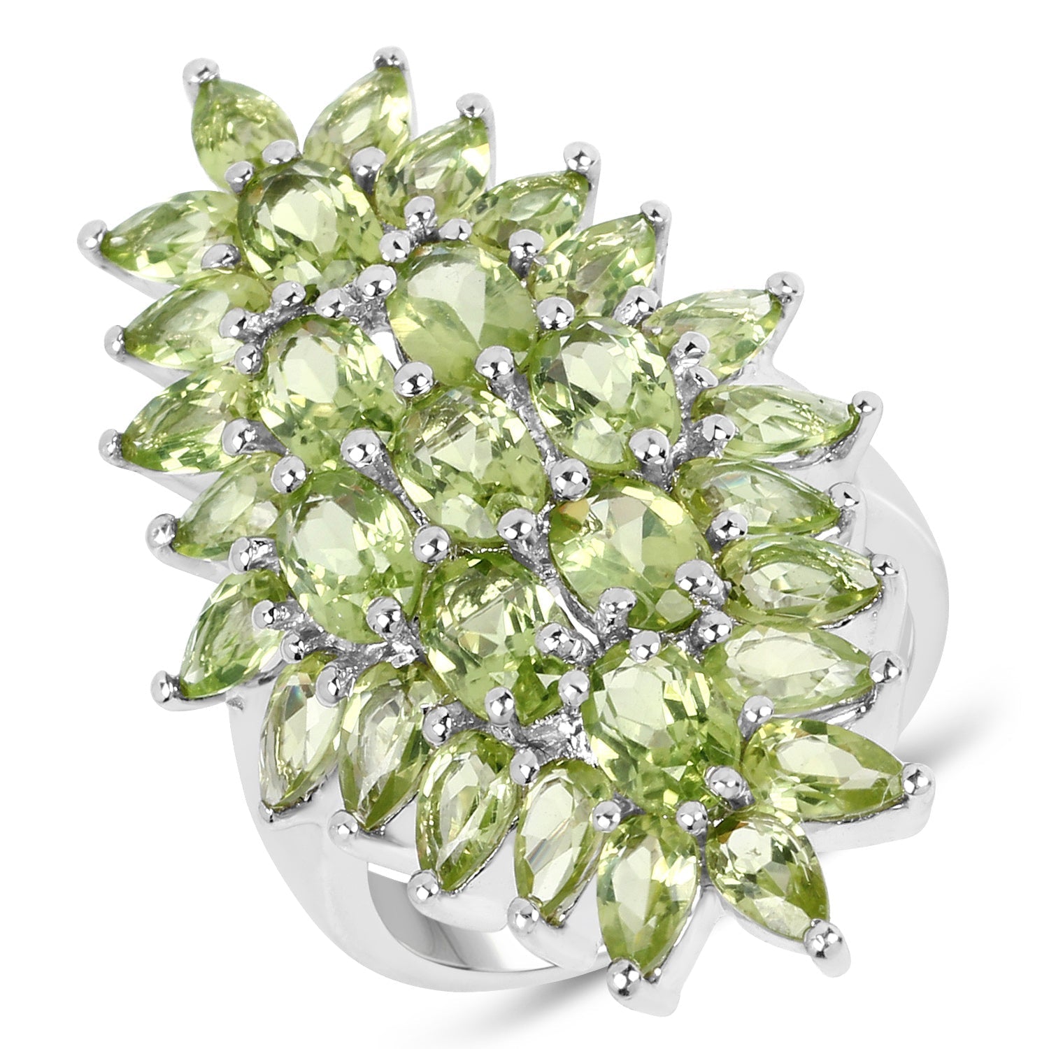8.89 Carat Genuine Peridot .925 Sterling Silver Ring DestGlow