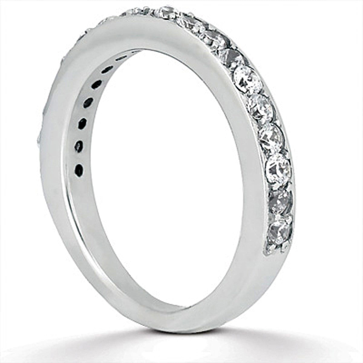 14k White Gold Pave Diamond Wedding Ring Band Set 1/2 Around by Bids.com