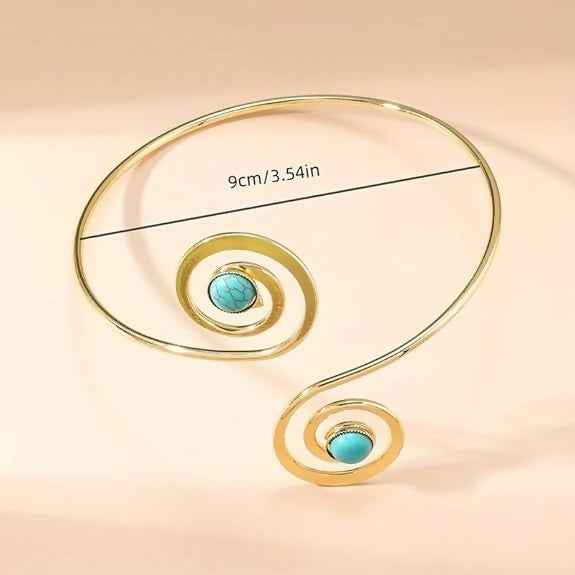 Joban Fashion Sky Blue Alloy Fancy Spiral Cuff Armlet