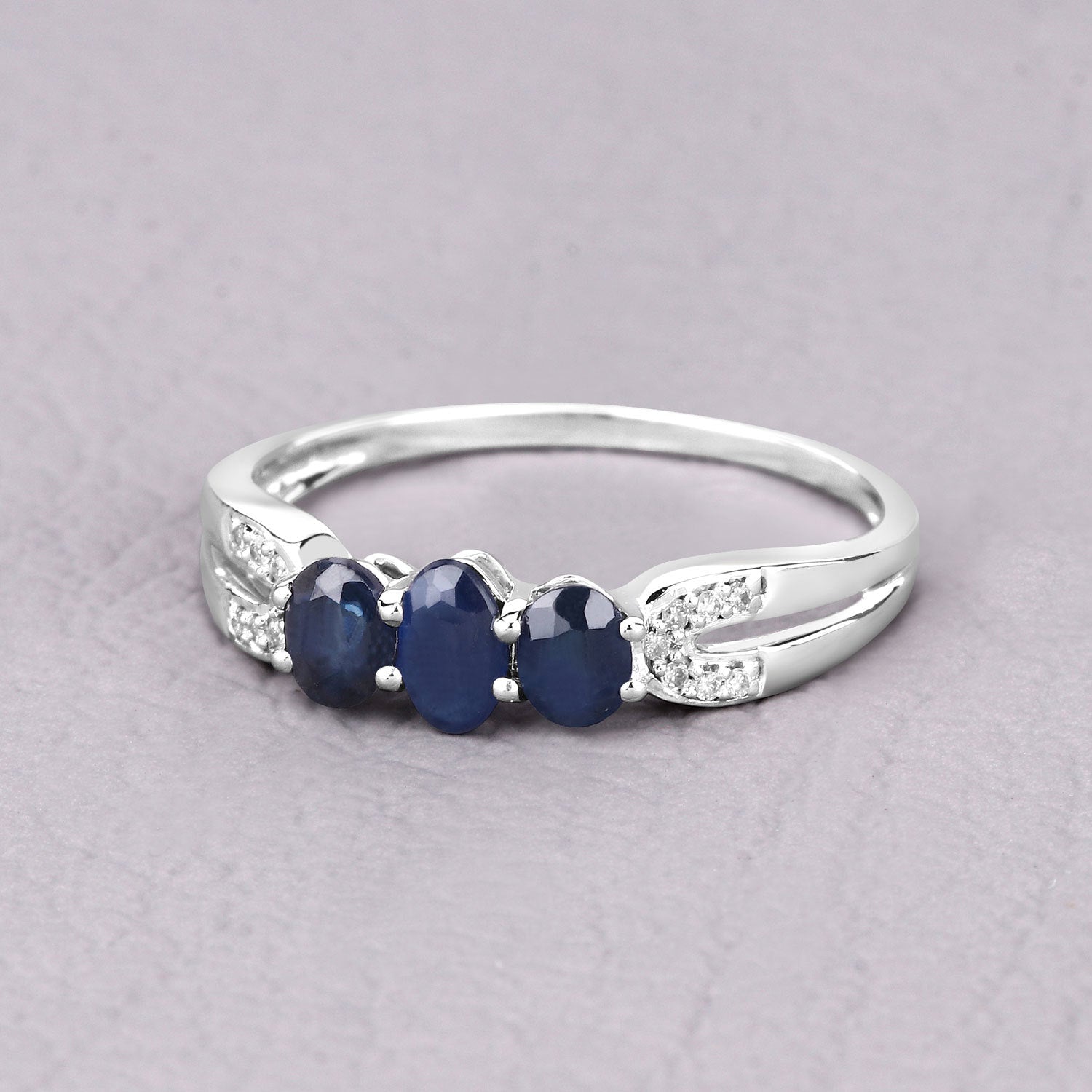 0.73 Carat Genuine Blue Sapphire and White Diamond 14K White Gold Ring by Bids.com