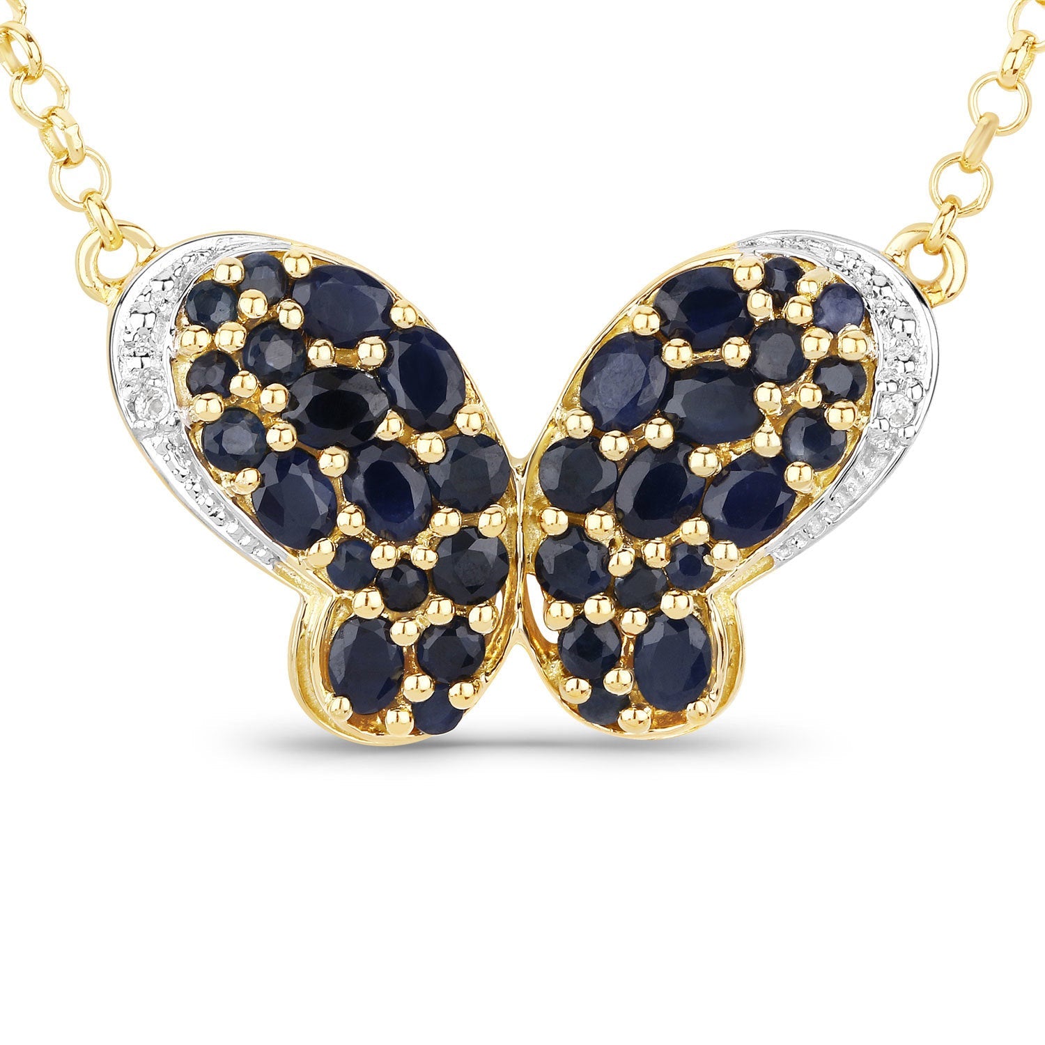 3.83 Carat Genuine Blue Sapphire and White Zircon .925 Sterling Silver Pendant by Bids.com