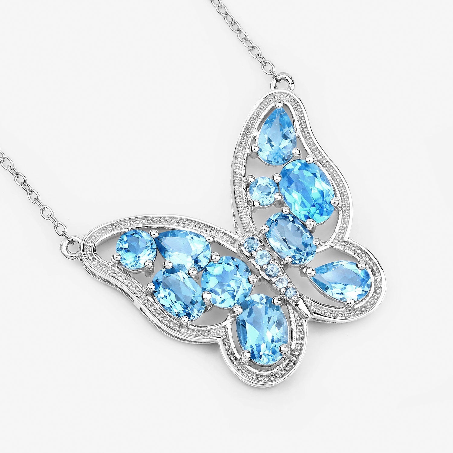 5.54 Carat Genuine Swiss Blue Topaz .925 Sterling Silver Necklace by Bids.com