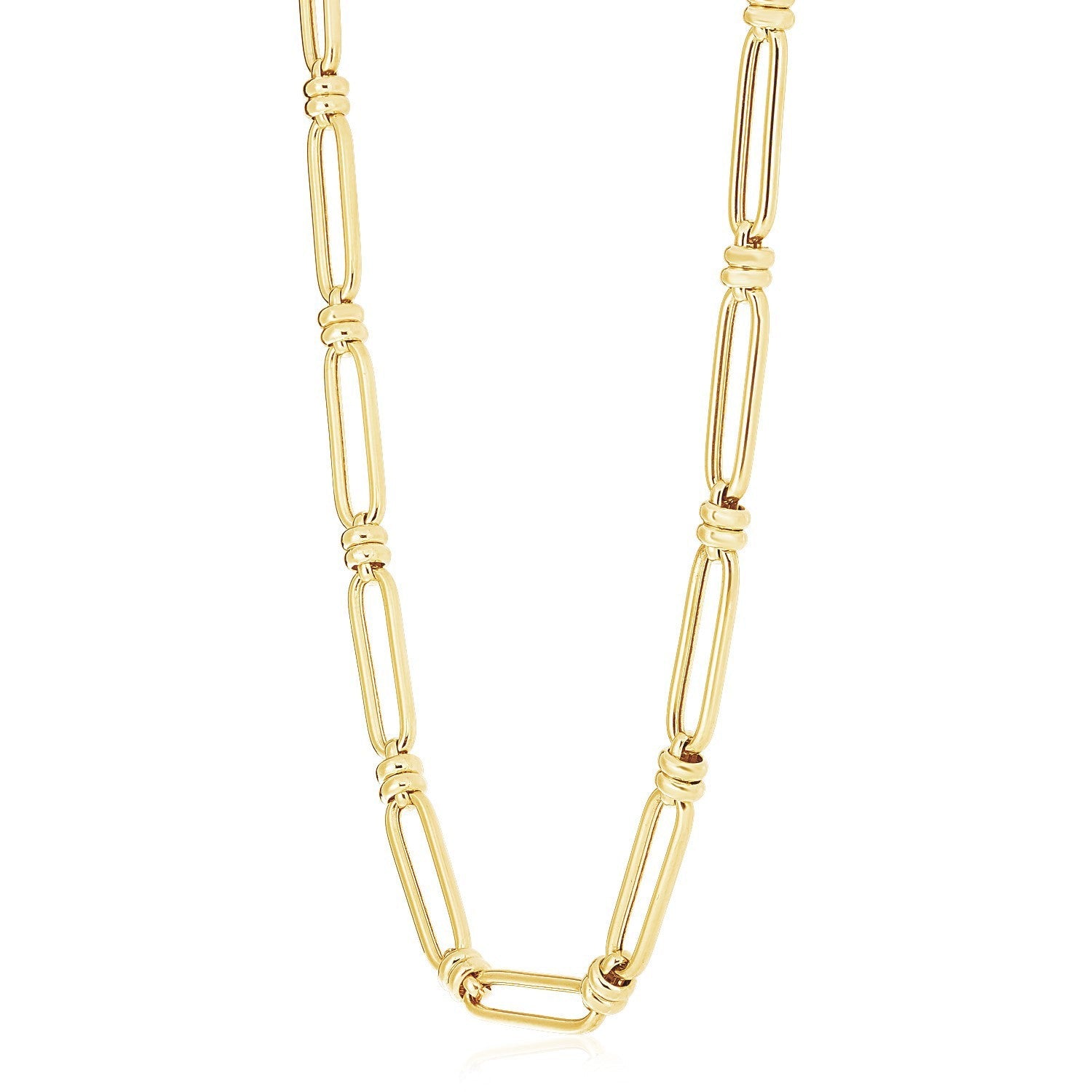 14k Yellow Gold High Polish Elongated Paperclip Jax Link Necklace by Bids.com