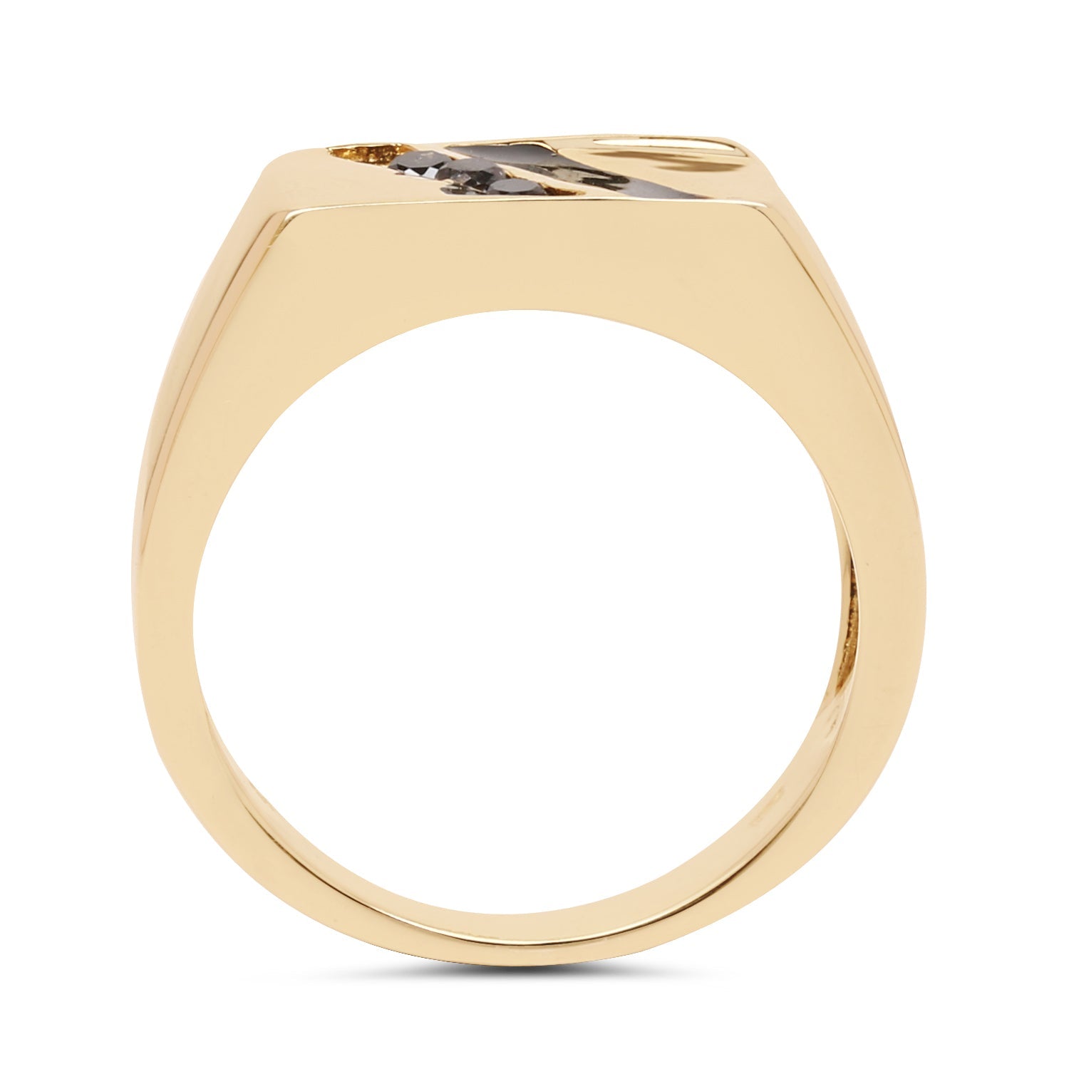 14K Yellow Gold Plated 0.12 Carat Genuine Black Diamond .925 Sterling Silver Ring DestGlow