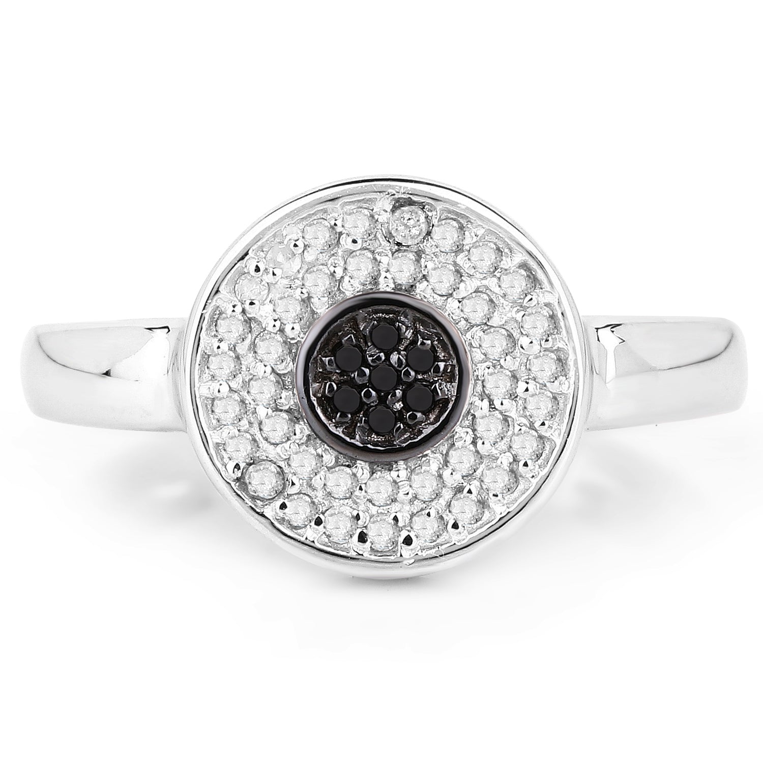 0.20 Carat Genuine Black Diamond and White Diamond .925 Sterling Silver Ring by Bids.com