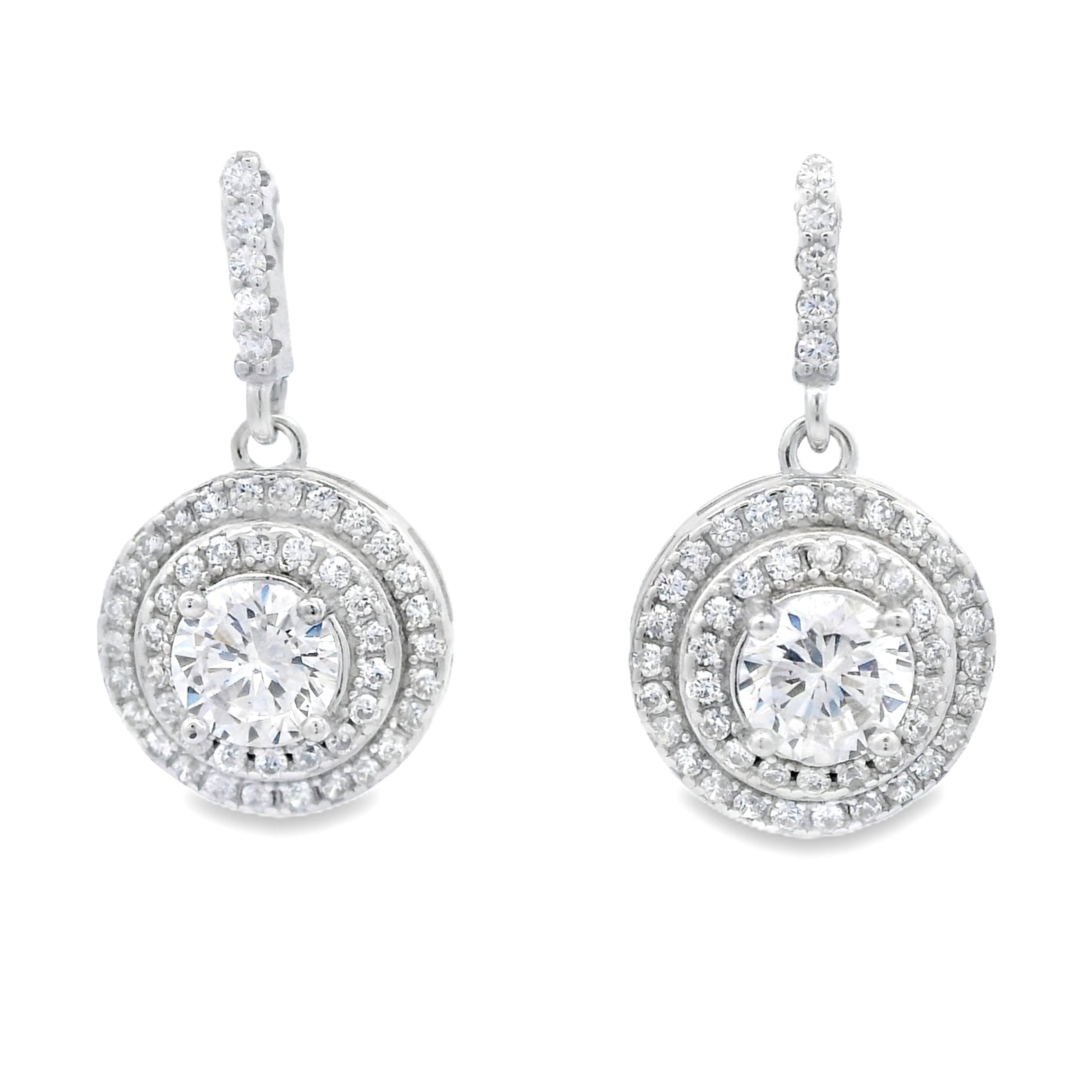 Natural Cubic Zirconia Earrings Sterling Silver by Bids.com