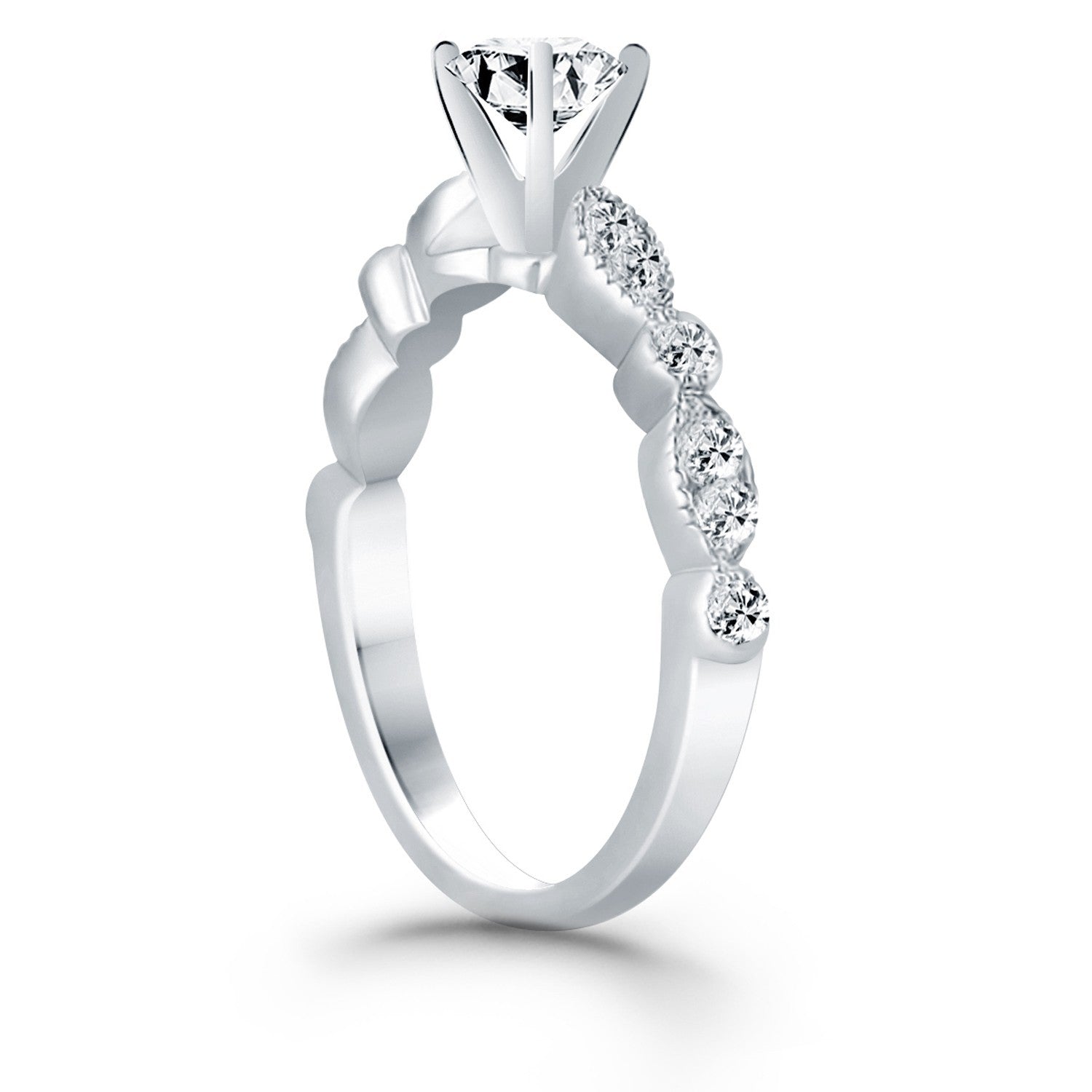14k White Gold Fancy Shaped Diamond Engagement Ring by Bids.com