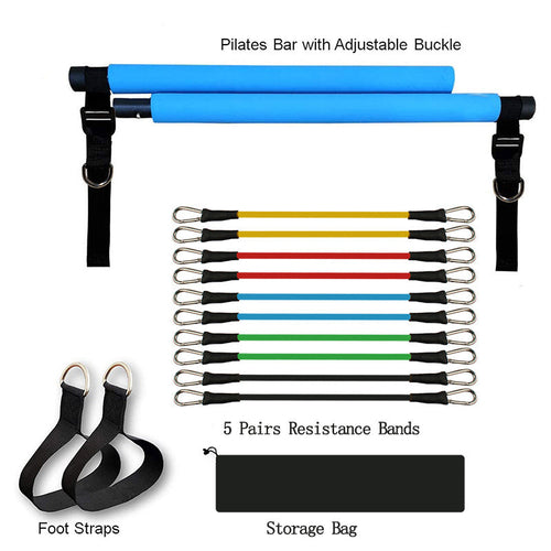 Pilates Bar Kit with Resistance Bands - Portable Home Gym Workout Equipment