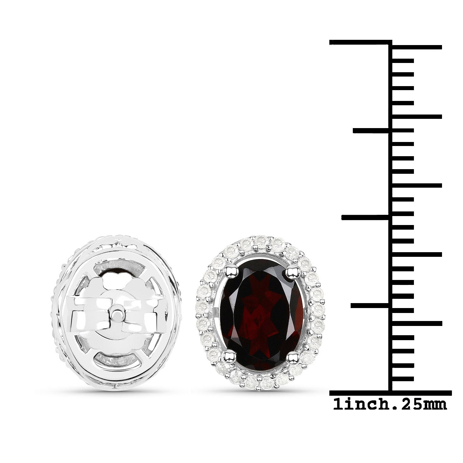 2.77 Carat Genuine Garnet and White Diamond .925 Sterling Silver Earrings DestGlow