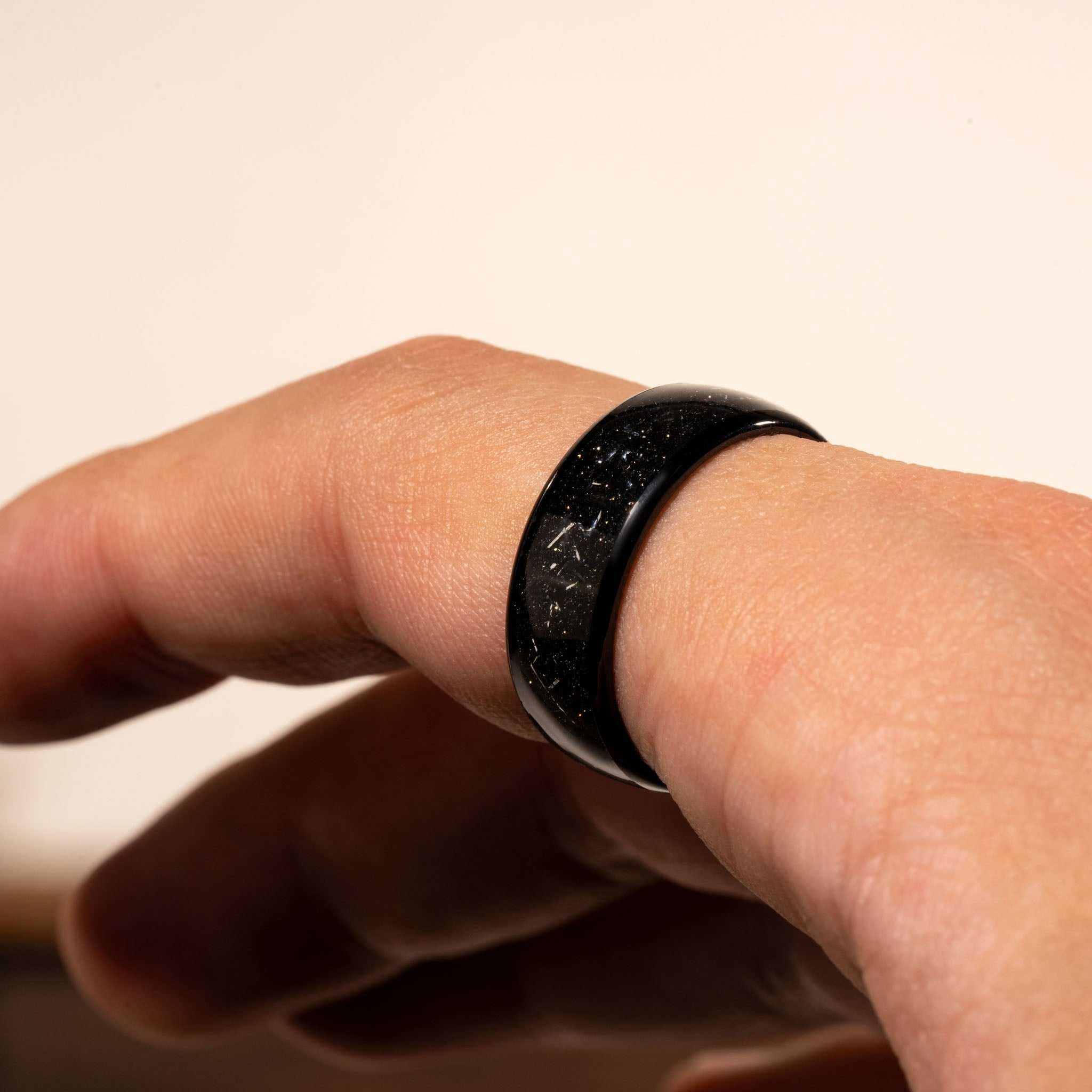 Meteorite Ring – Black Eclipse Tungsten Carbide Band for Men & Women