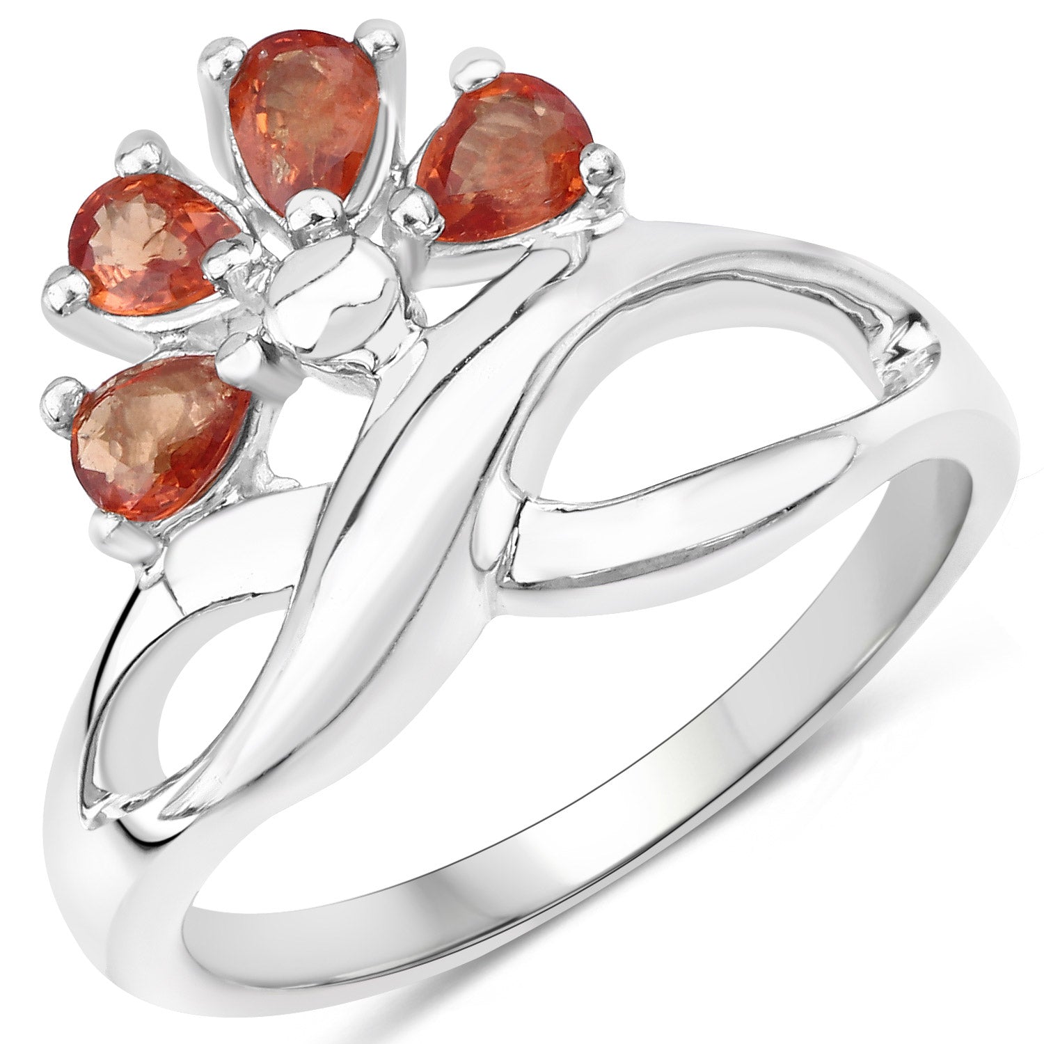 1.68 Carat Genuine Orange Sapphire .925 Sterling Silver Ring by Bids.com