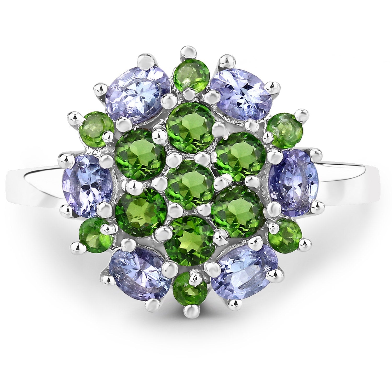 2.03 Carat Genuine Tanzanite and Chrome Diopside .925 Sterling Silver Ring by Bids.com