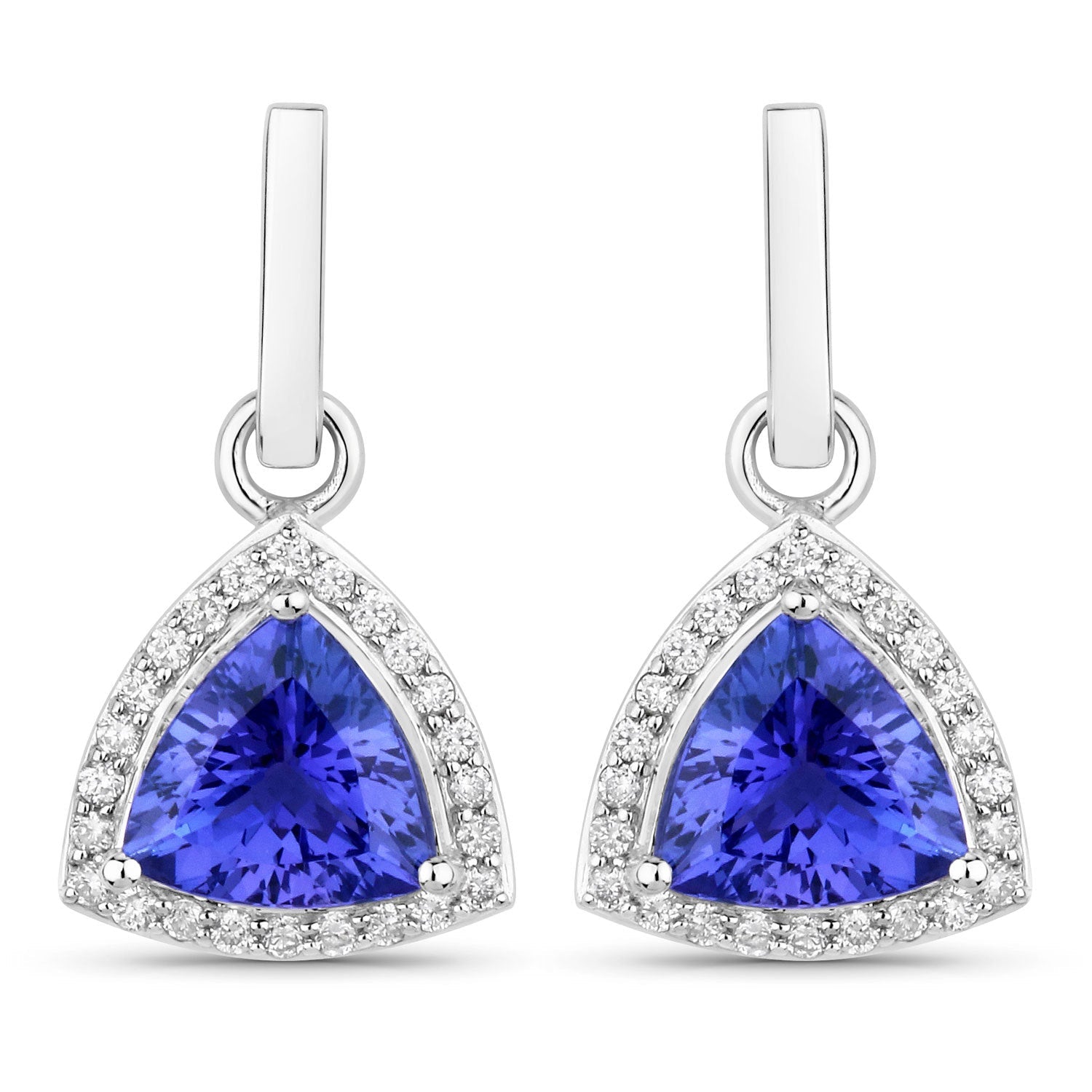 3.86 Carat Genuine Tanzanite and White Diamond 14K White Gold Earrings by Bids.com