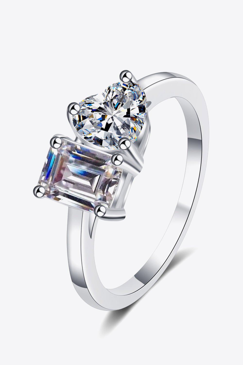 Rhodium-Plated 2 Carat Emerald-Cut Sparkala™ Ring by Sparkala