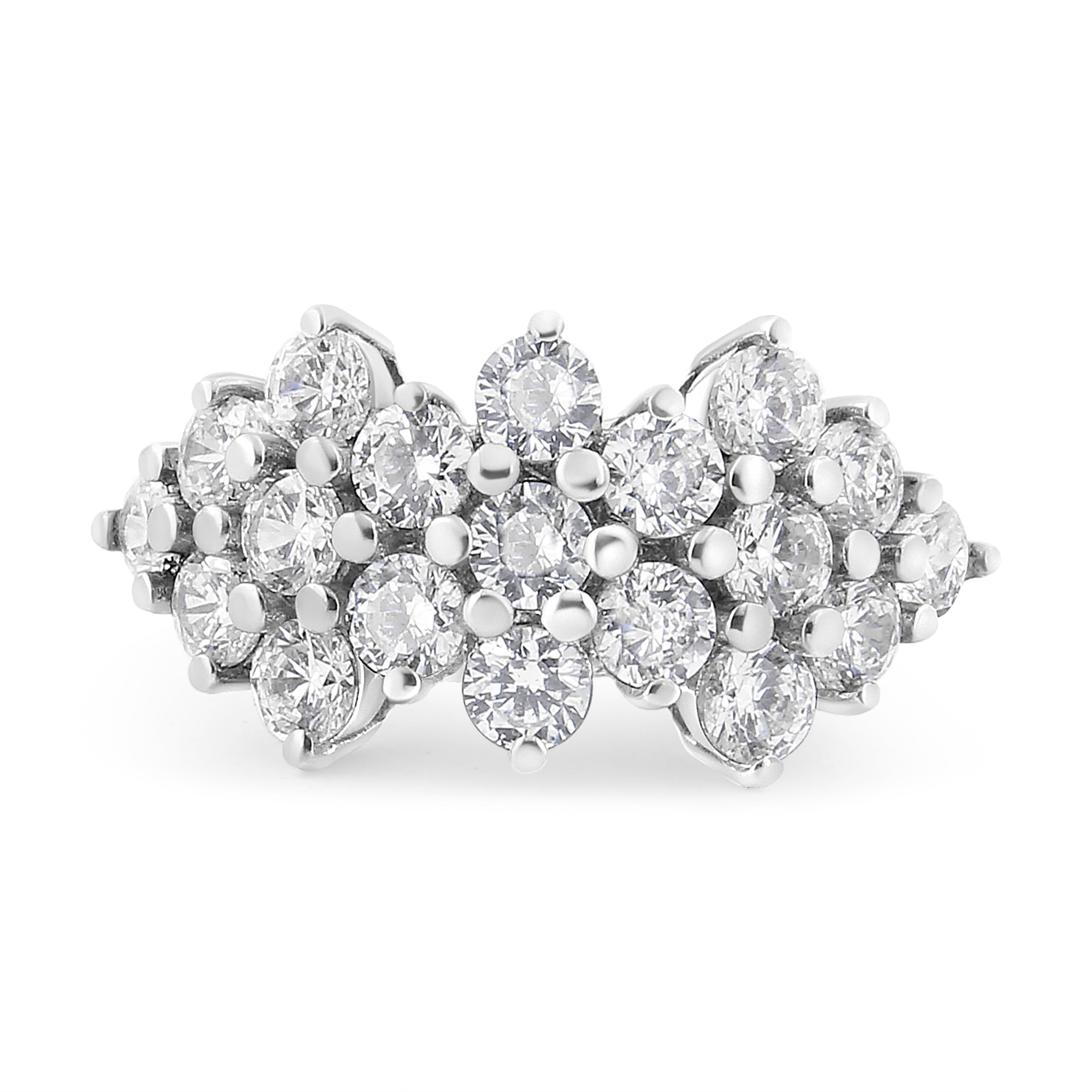 14K White Gold 4.0 Cttw Diamond Multi Row Scatter Band Ring (I-J Color, I1-I2 Clarity) - Size 7 by Bids.com