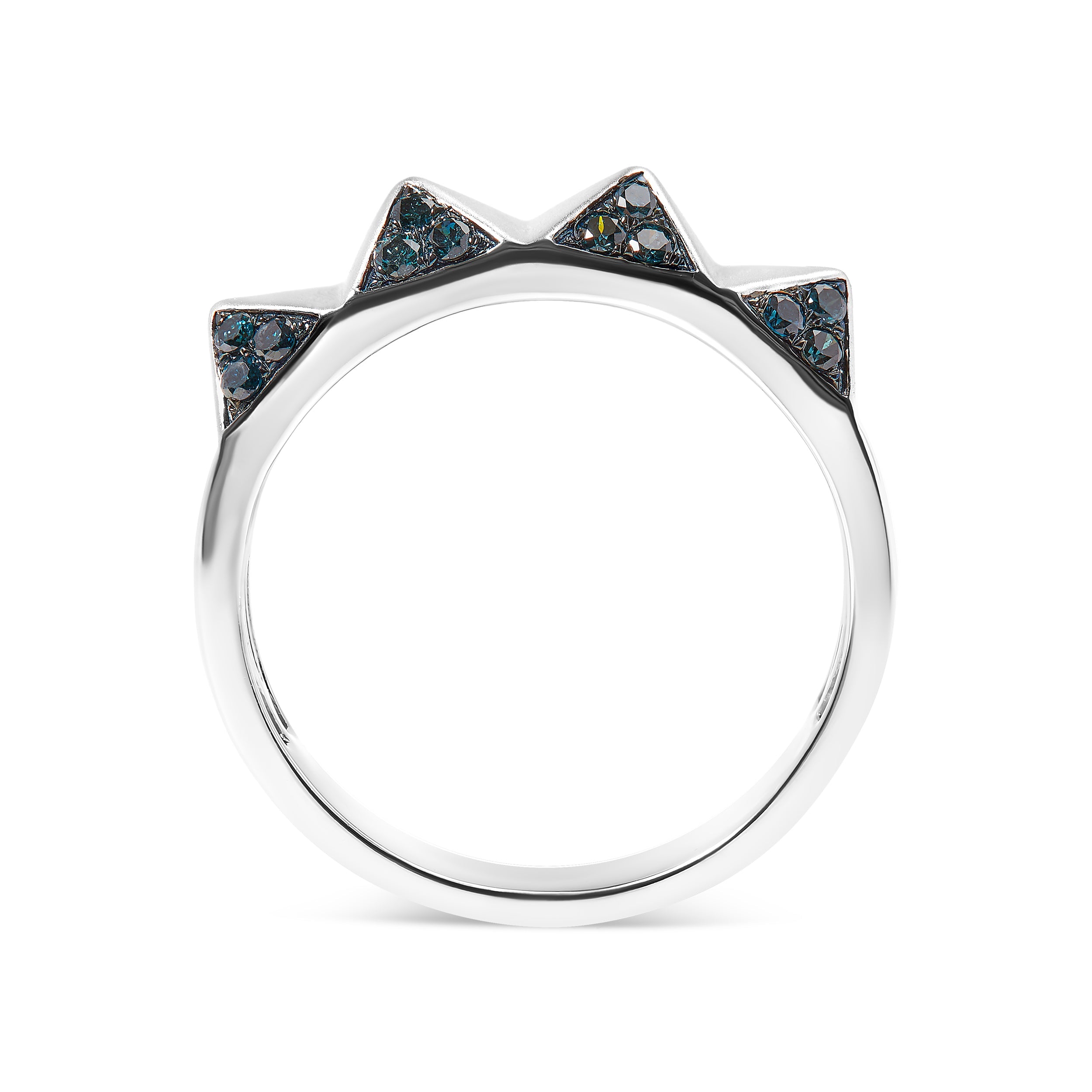 14K White Gold 1/4 Cttw Treated Blue Diamond Pyramid Band Ring (Blue Color, SI1-SI2 Clarity)- Size 7 by Bids.com