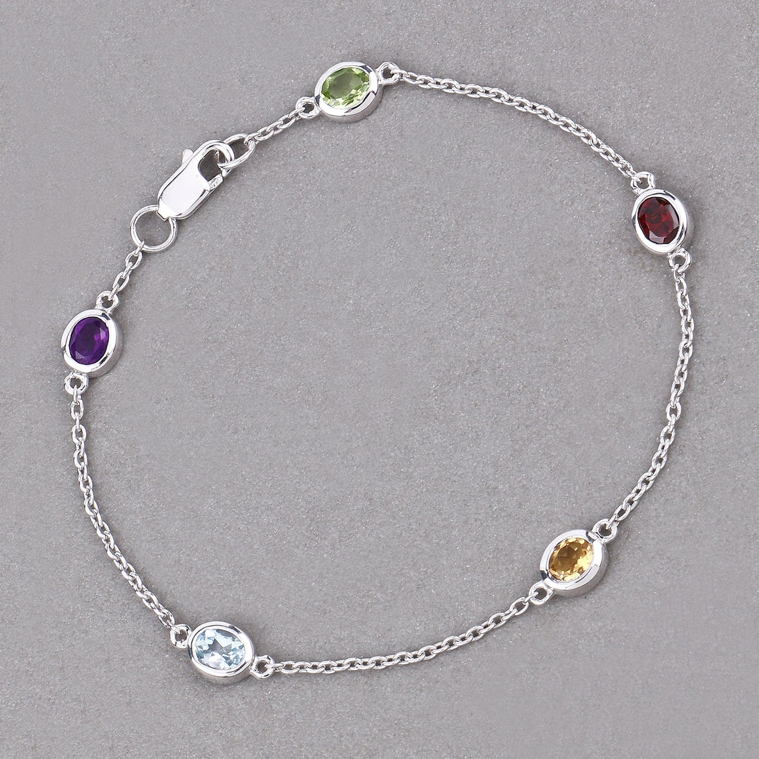 1.83 Carat Genuine Multi Stones .925 Sterling Silver Bracelet DestGlow