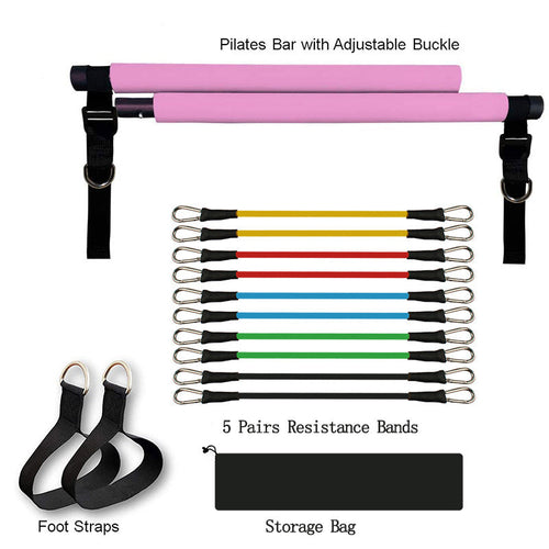 Pilates Bar Kit with Resistance Bands - Portable Home Gym Workout Equipment