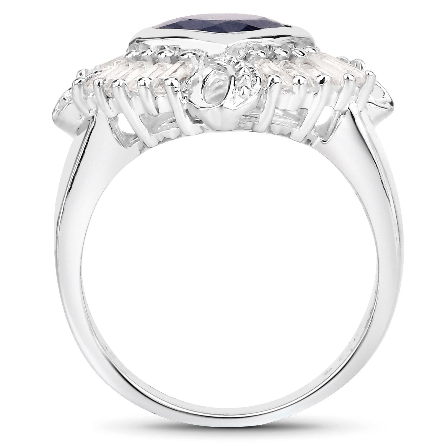 3.06 Carat Glass Filled Sapphire and White Topaz .925 Sterling Silver Ring by Bids.com