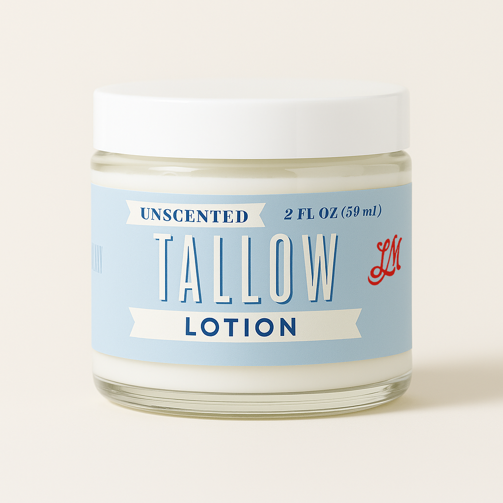 Unscented Tallow Skincare Collection | 4-Piece Gift Set | Grass-Fed Tallow Lotion, Body Butter, Balm & Whipped Moisturizer