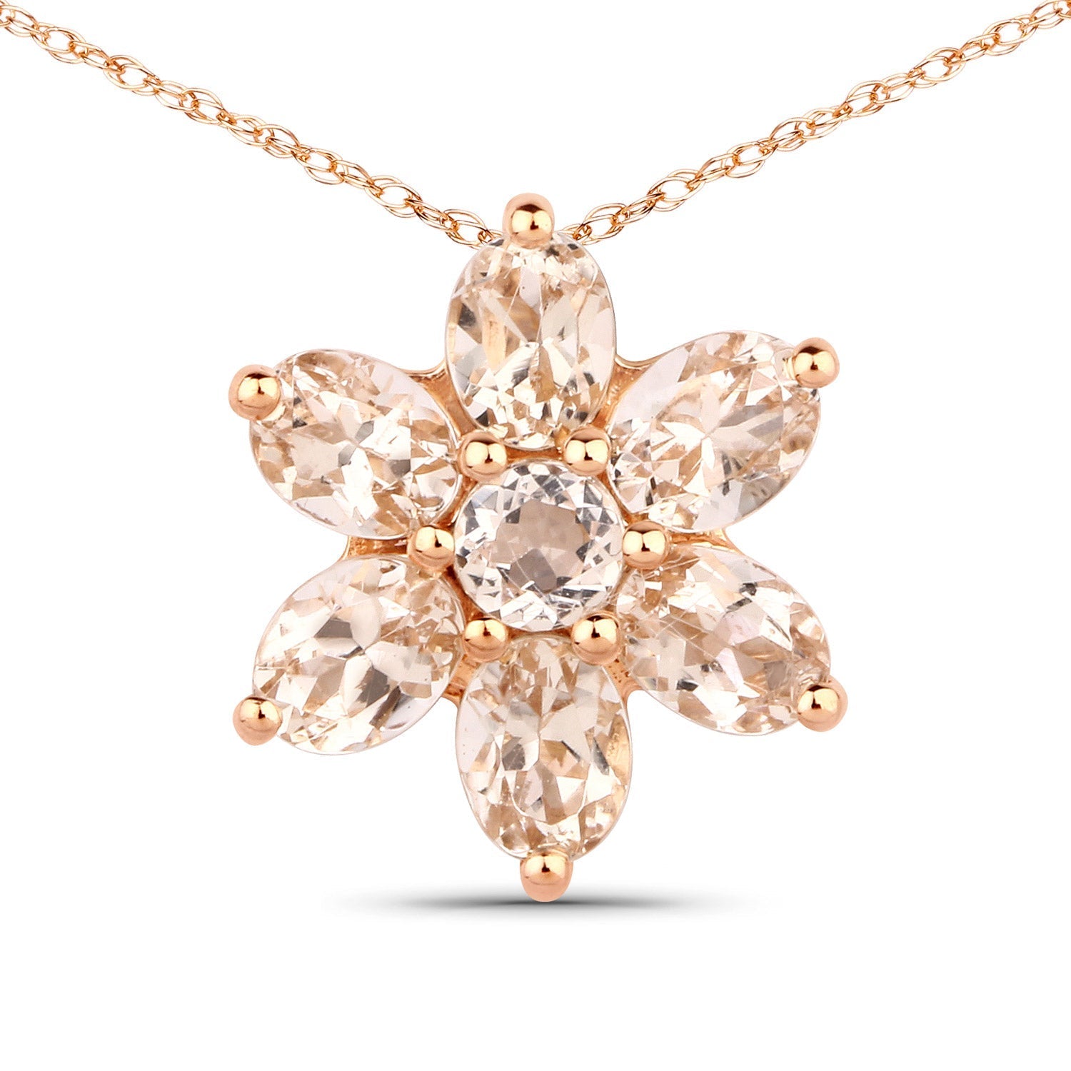 0.99 Carat Genuine Morganite 10K Rose Gold Pendant DestGlow