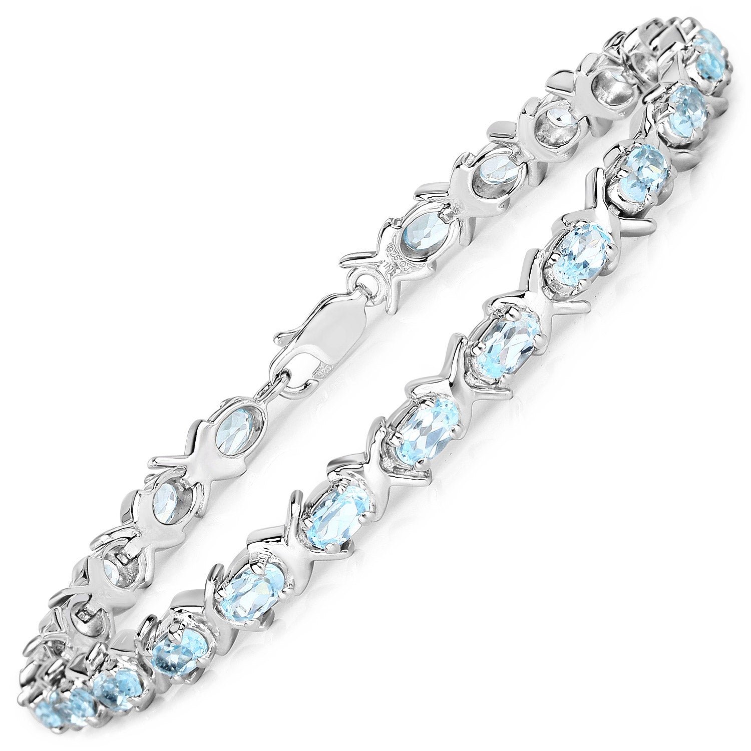 5.75 Carat Genuine Blue Topaz .925 Sterling Silver Bracelet DestGlow