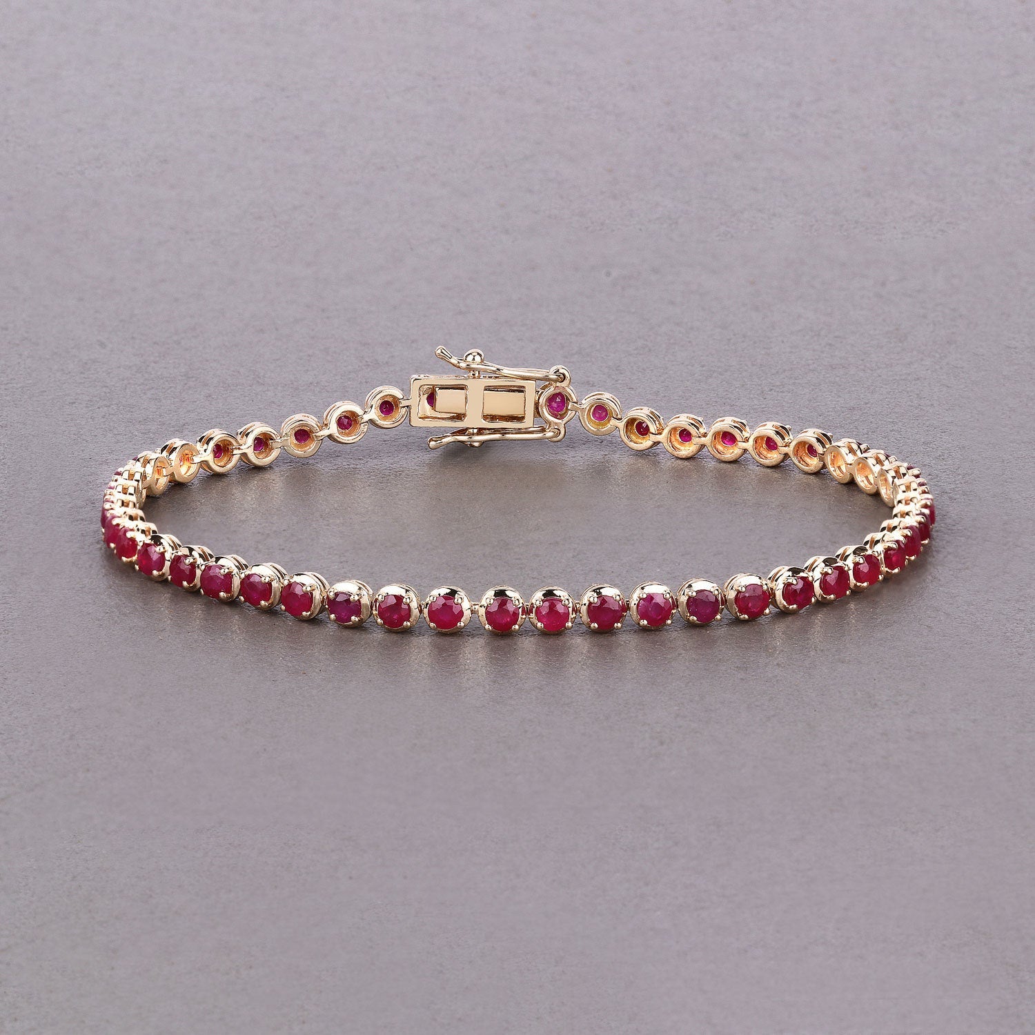 3.13 Carat Genuine Mozambique Ruby 14K Yellow Gold Bracelet by Bids.com