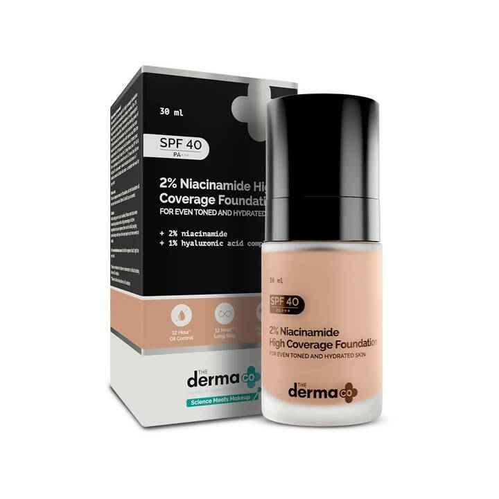 The Derma Co 2% Niacinamide High Coverage Foundation-02 Nude - Limited Time Offer