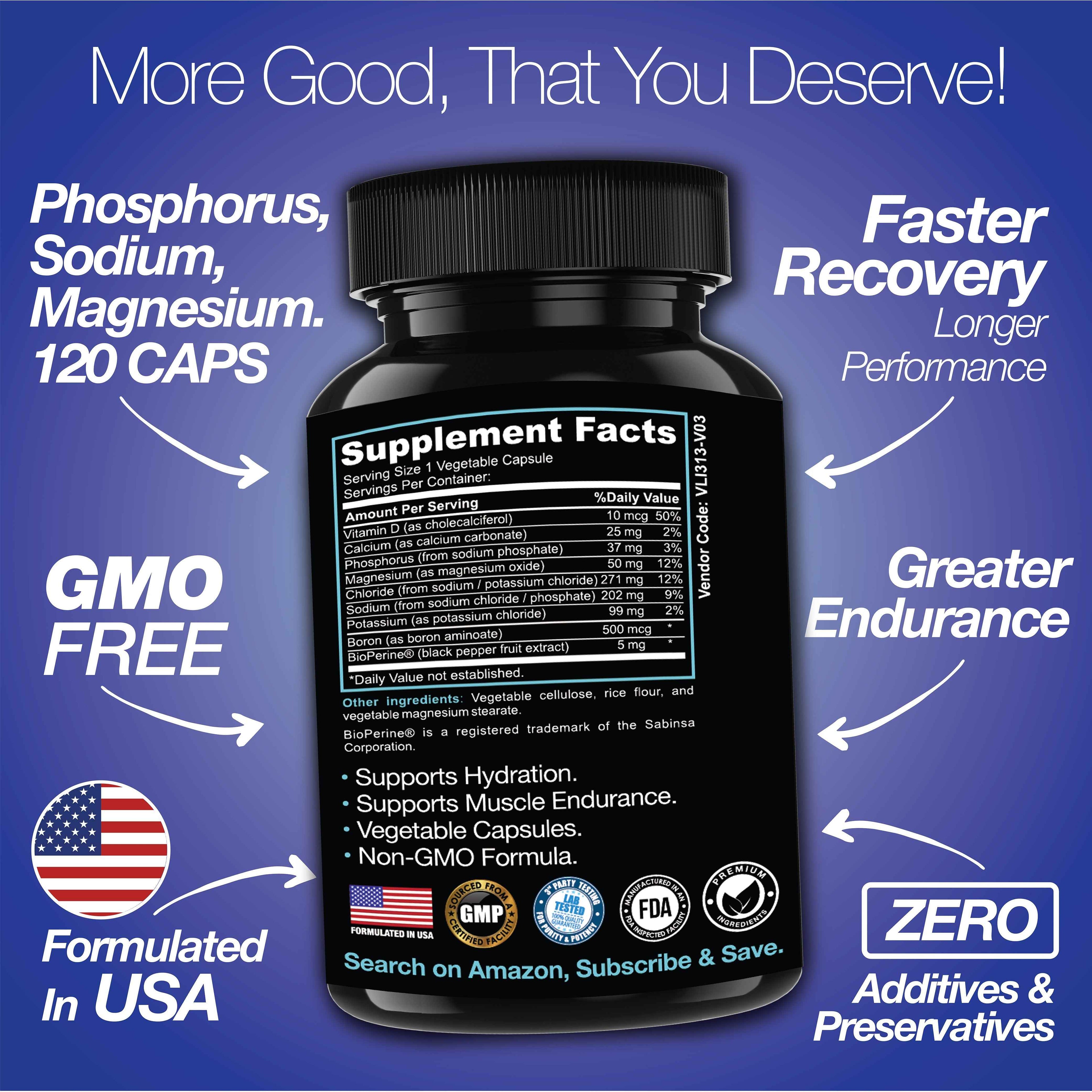 Rapid Rehydr8 Electrolyte Supplements 100 Capsules – Aid in The Prevention of Cramping and Supports Muscle Endurance and Recovery