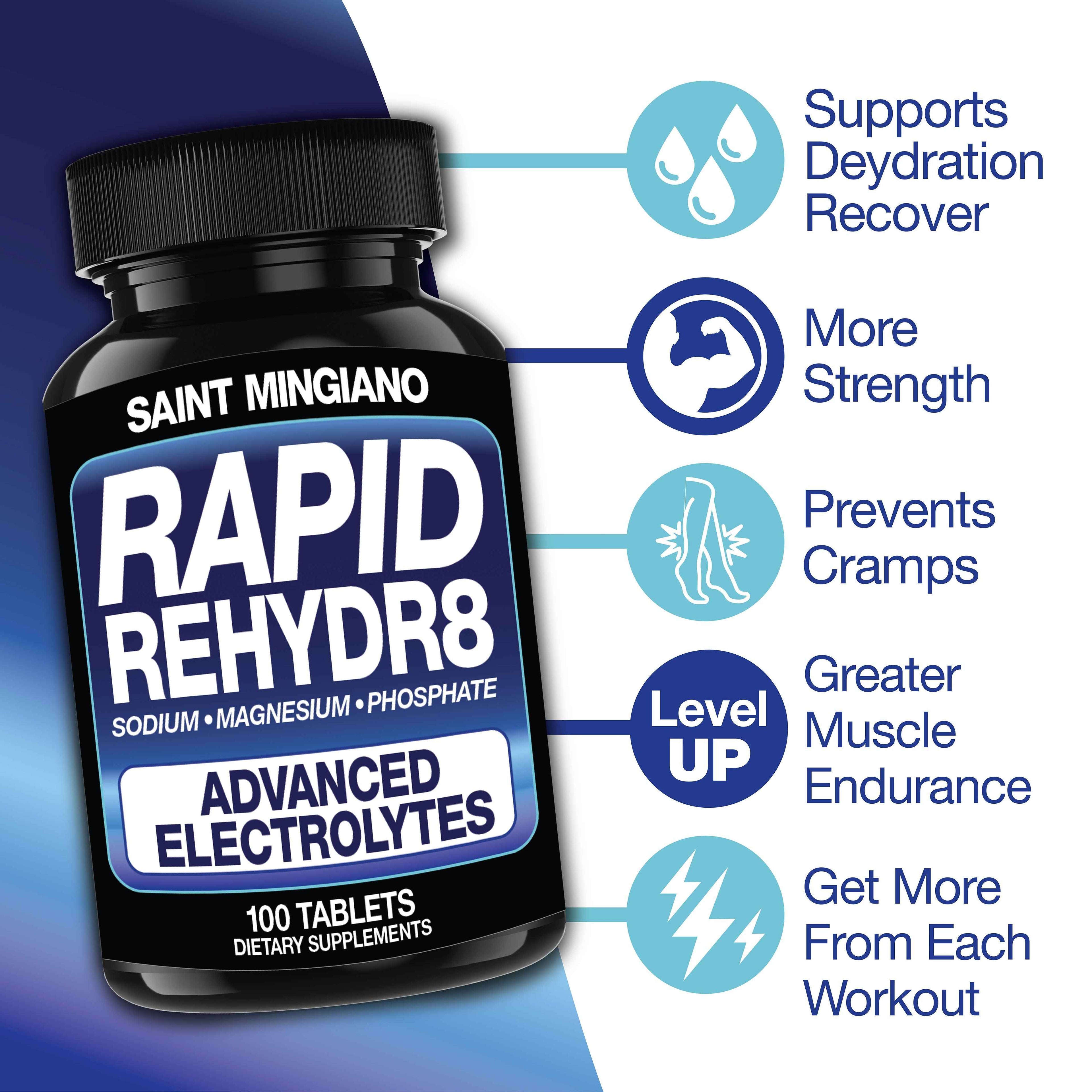 Rapid Rehydr8 Electrolyte Supplements 100 Capsules – Aid in The Prevention of Cramping and Supports Muscle Endurance and Recovery