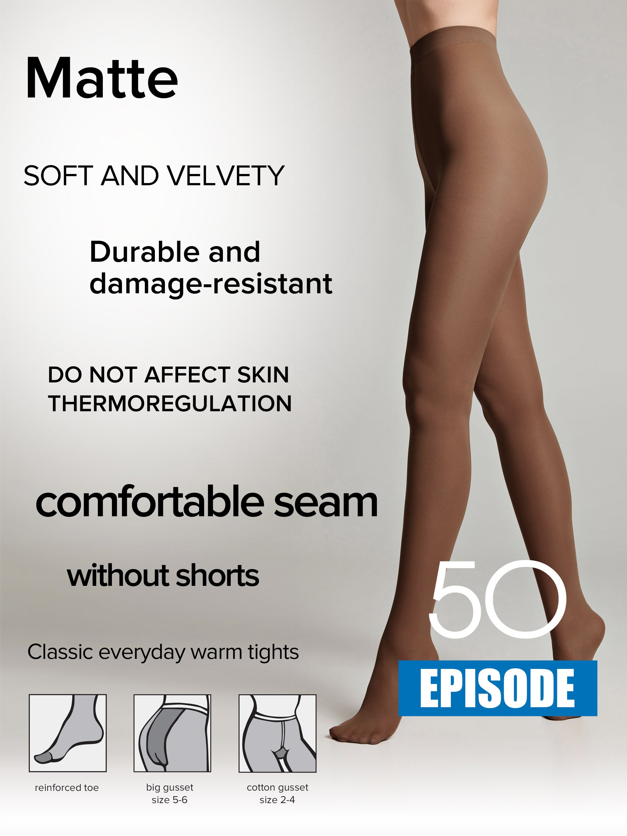 Tights Conte Episode 50 Den - Microfibra Matte Opaque by TheRanok.com