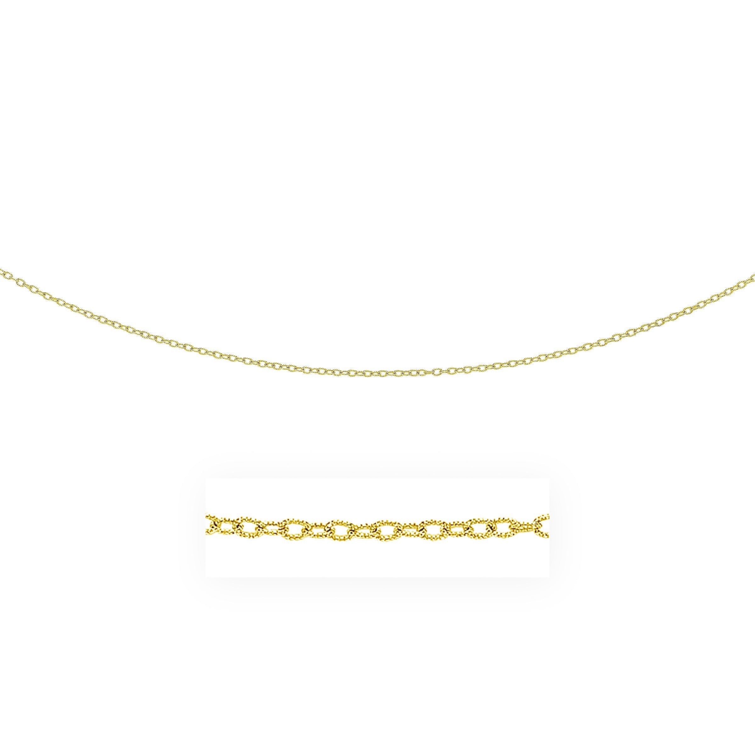 2.5mm 14k Yellow Gold Pendant Chain with Textured Links