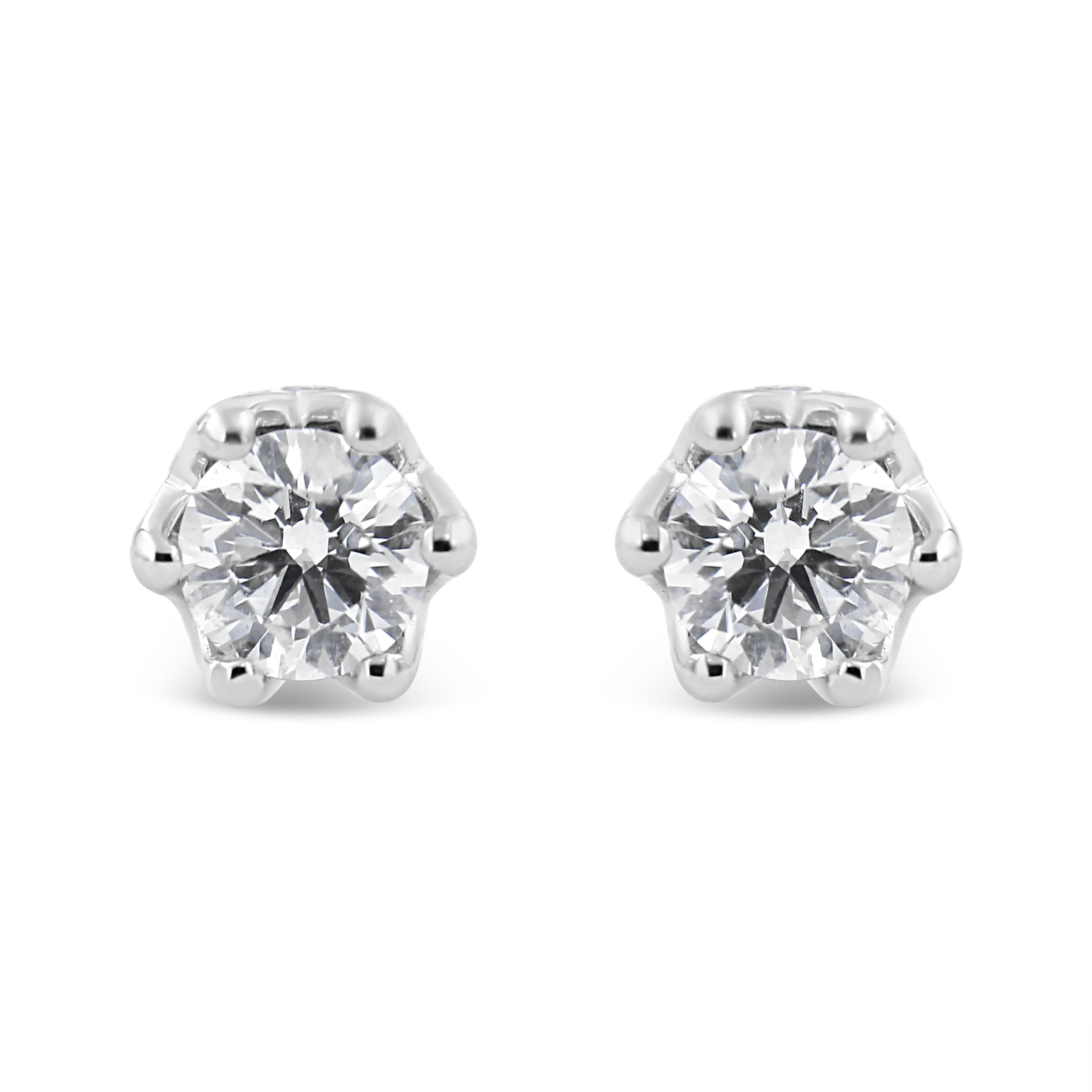 14K White Gold 1/2 Cttw Round Diamond Crown Stud Earring (I-J Color, I1-I2 Clarity) by Bids.com